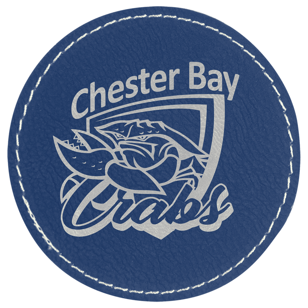 3" Blue/Silver Laserable Leatherette Round Patch with Kota Pro Adhesive