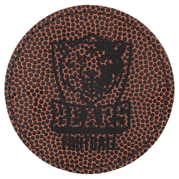 3" Football Laserable Leatherette Round Patch with Kota Pro Adhesive