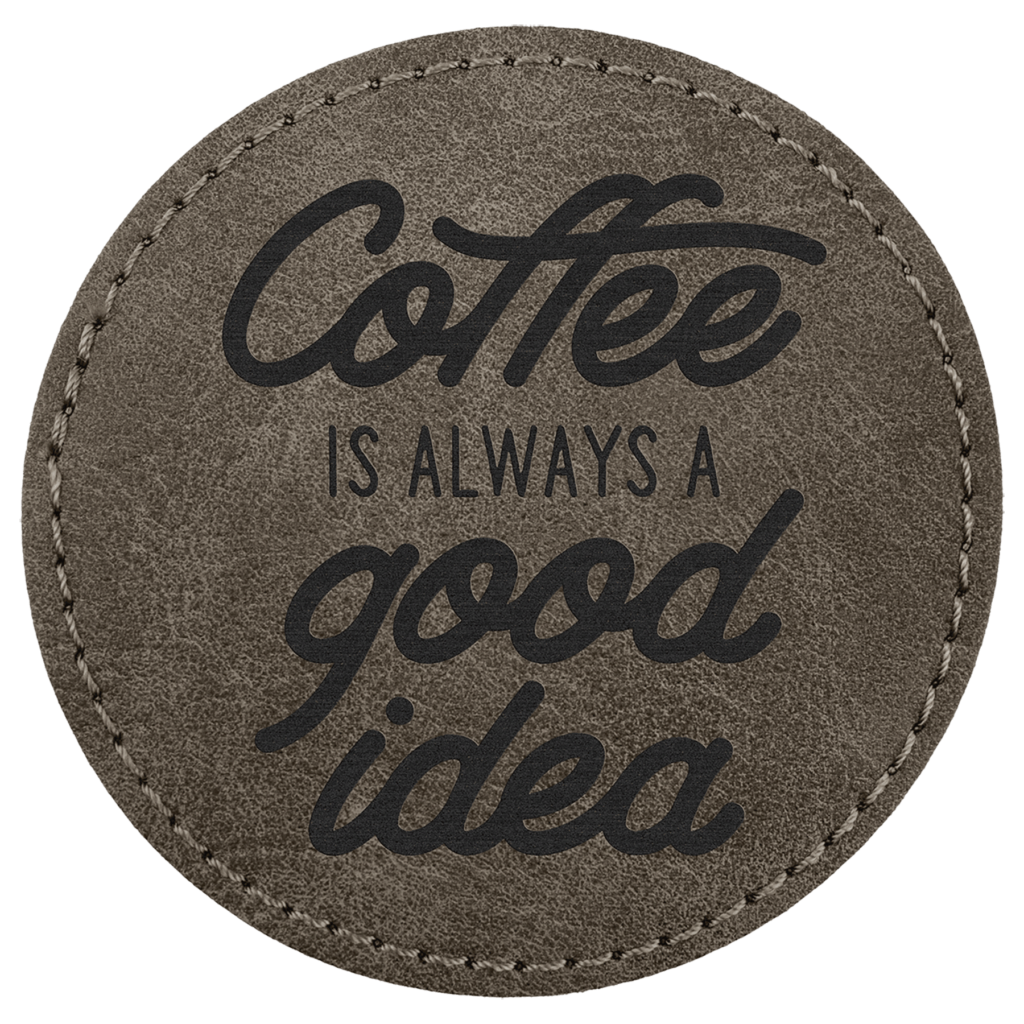 3" Dark Gray Premier Laserable Leatherette Round Patch with Kota Pro Adhes ive - Creekside Collection