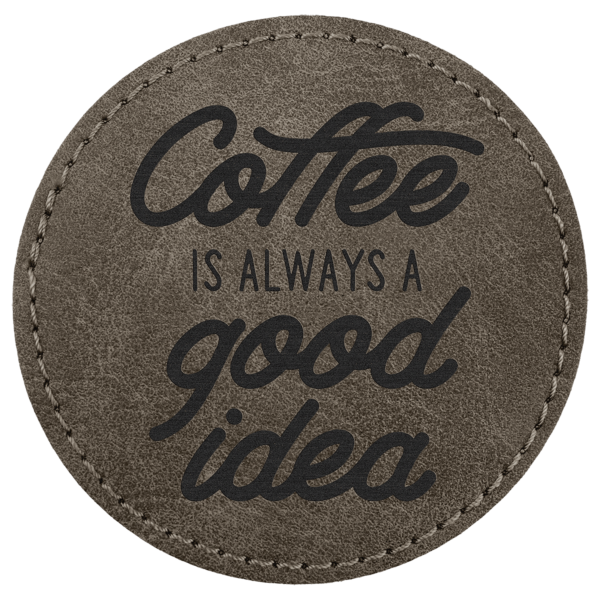 3" Dark Gray Premier Laserable Leatherette Round Patch with Kota Pro Adhes ive - Creekside Collection