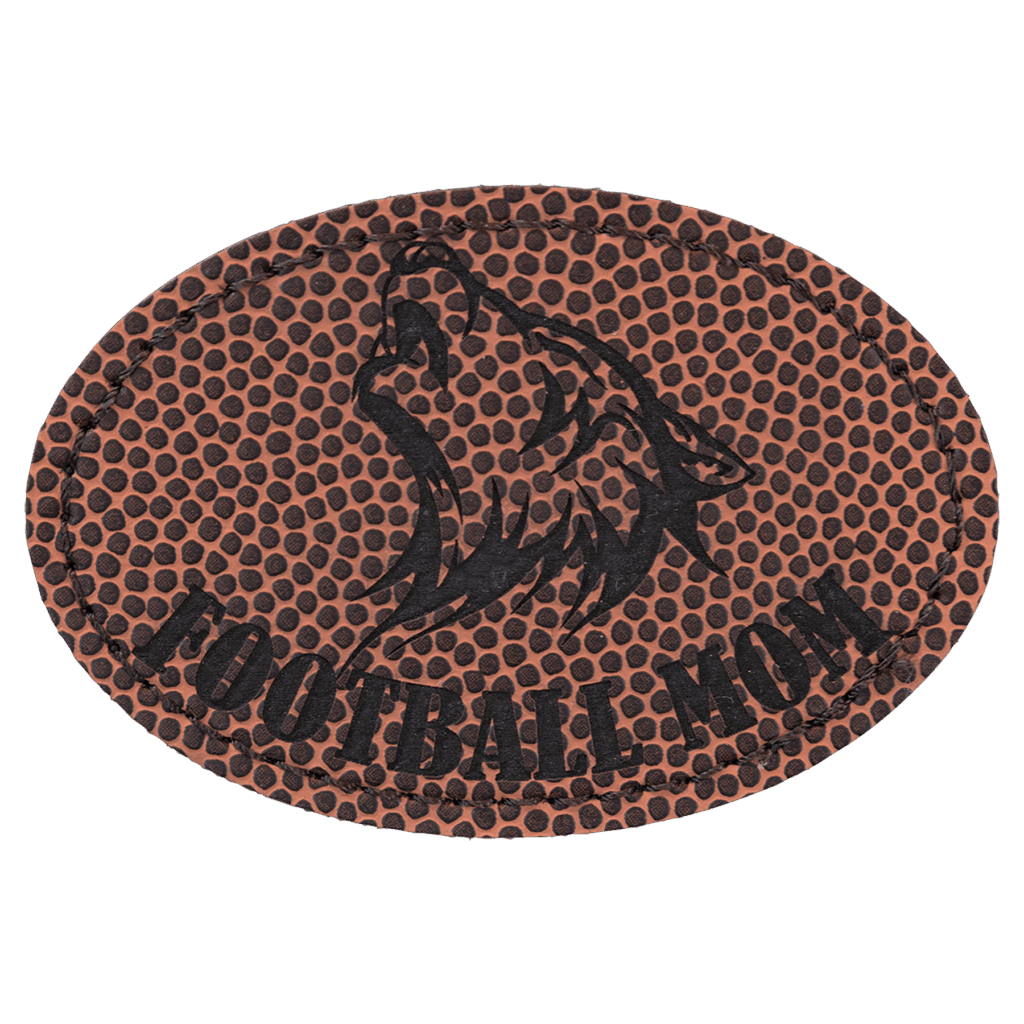 3" x 2" Oval Football Laserable Leatherette Patch with Adhesive