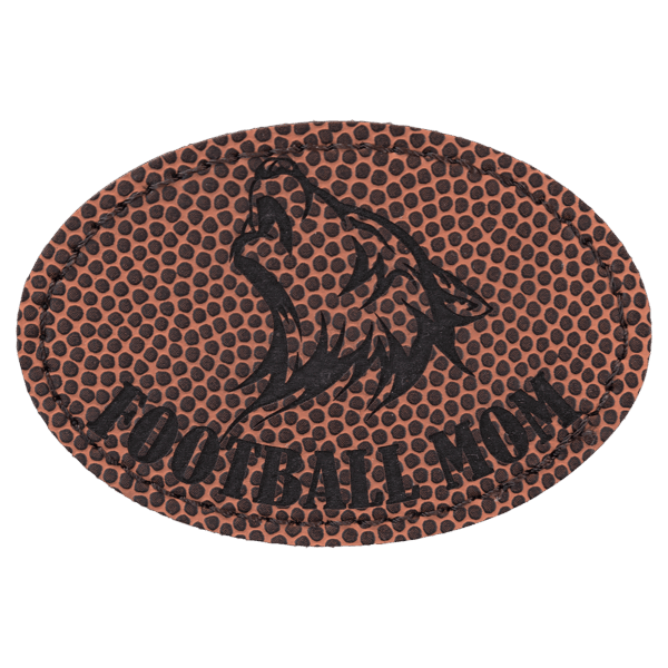 3" x 2" Oval Football Laserable Leatherette Patch with Adhesive