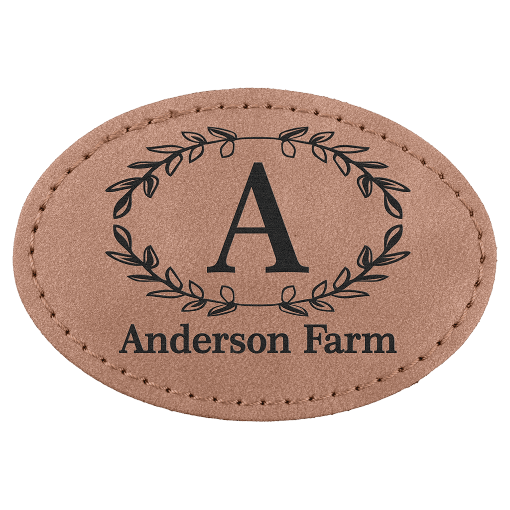 3" x 2" Blush Premier Laserable Leatherette Oval Patch with Kota Pro Adhesive - Creekside Collection