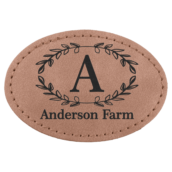 3" x 2" Blush Premier Laserable Leatherette Oval Patch with Kota Pro Adhesive - Creekside Collection