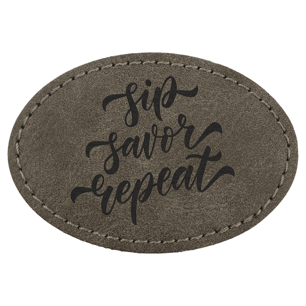3" x 2" Dark Gray Premier Laserable Leatherette Oval Patch with Kota Pro Adhesive - Creekside Collection