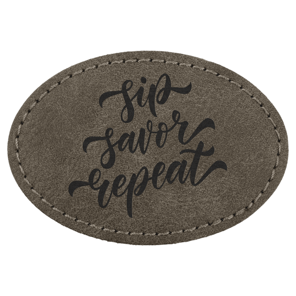3" x 2" Dark Gray Premier Laserable Leatherette Oval Patch with Kota Pro Adhesive - Creekside Collection