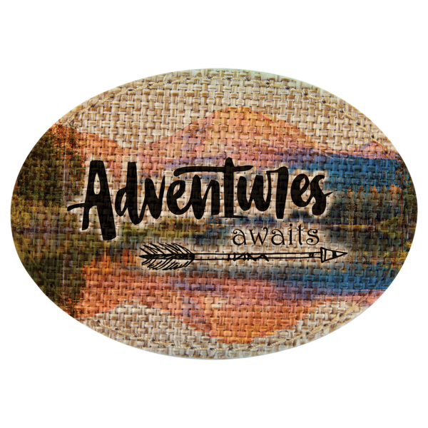 3 1/2" x 2 1/2" Burlap Sublimatable Oval Patch with Adhesive