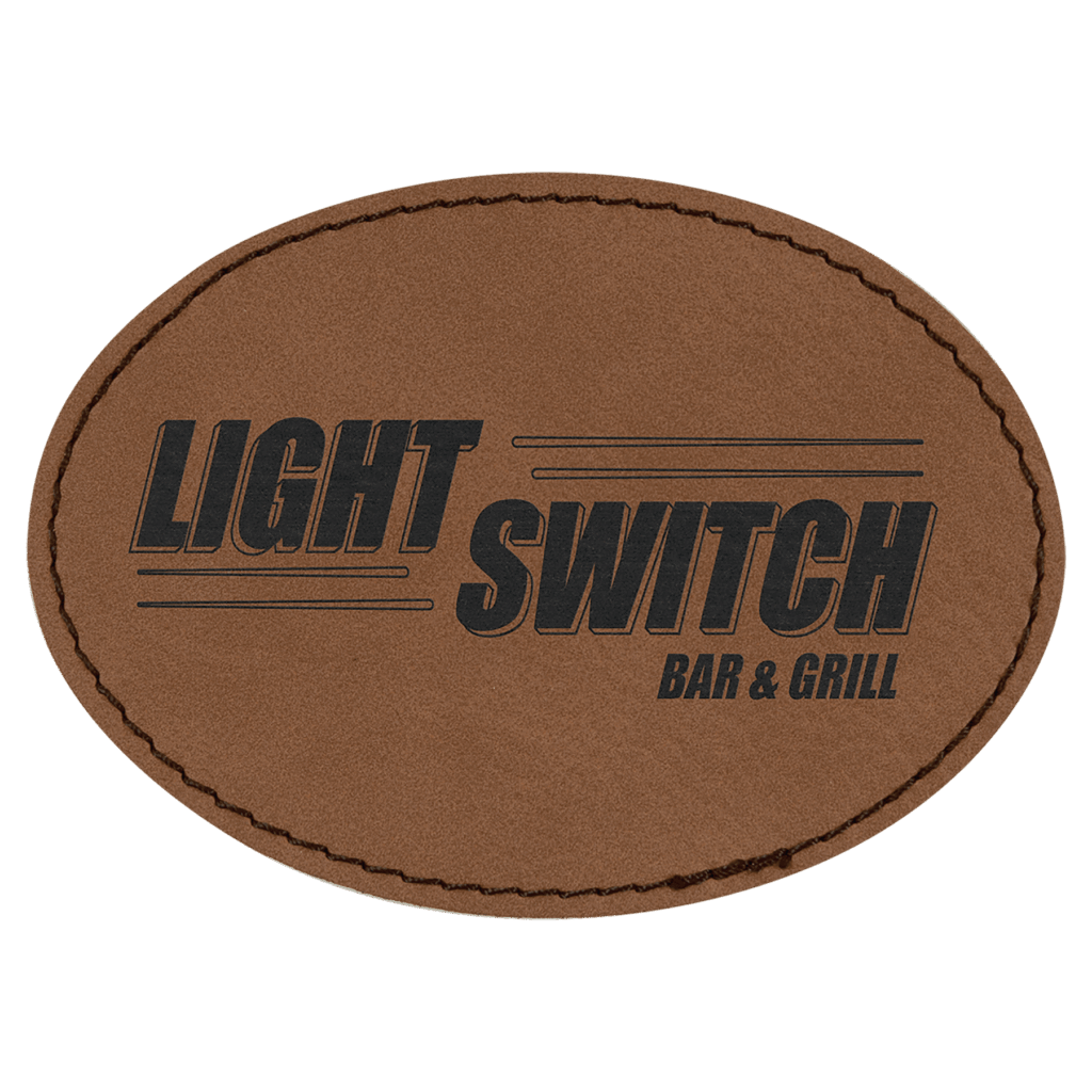 3 1/2" x 2 1/2" Dark Brown Laserable Leatherette Ova Patch with Kota Pro A dhesive