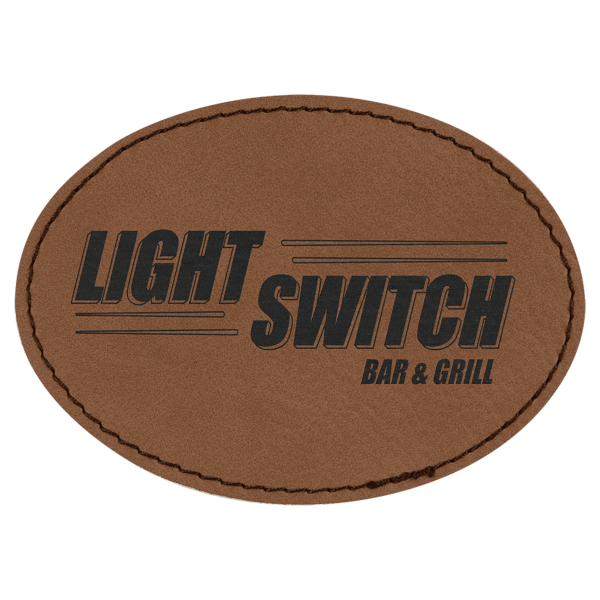 3 1/2" x 2 1/2" Dark Brown Laserable Leatherette Ova Patch with Kota Pro A dhesive