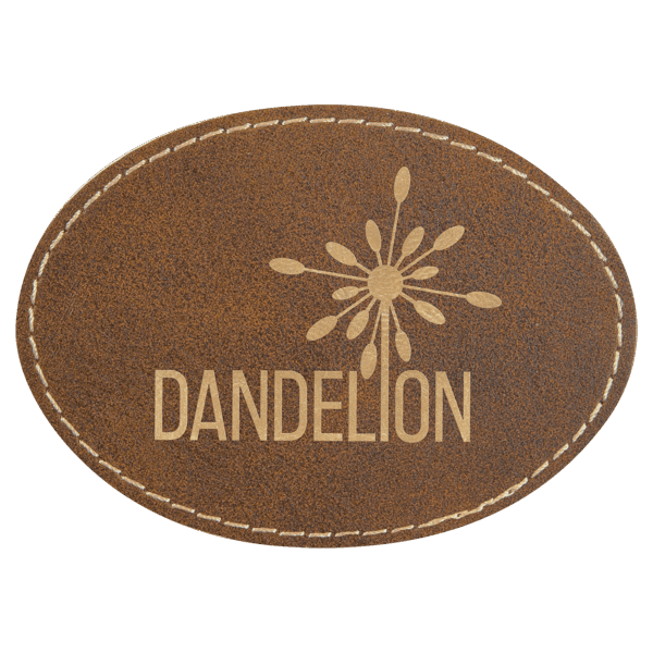 3 1/2" x 2 1/2" Rustic/Gold Laserable Leatherette Oval Patch with Kota Pro Adhesive