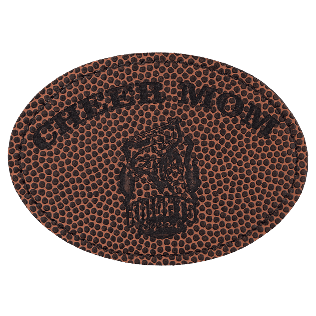 3 1/2" x 2 1/2" Football Laserable Leatherette Oval Patch with Kota Pro Adhesive