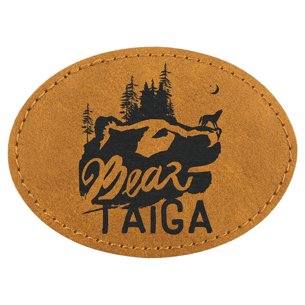 Oval Patch with Kota Pro Adhesive - Laserable Leatherette, Creekside Collection 3 1/2" x 2 1/2", Light Brown