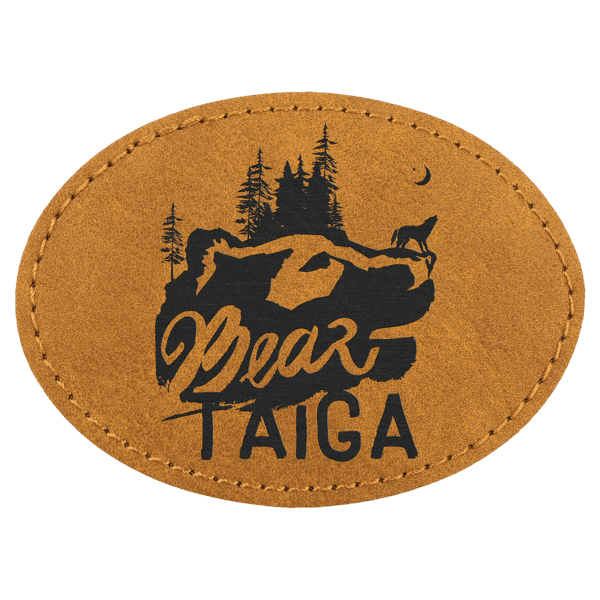 Oval Patch with Kota Pro Adhesive - Laserable Leatherette, Creekside Collection 3 1/2" x 2 1/2", Light Brown