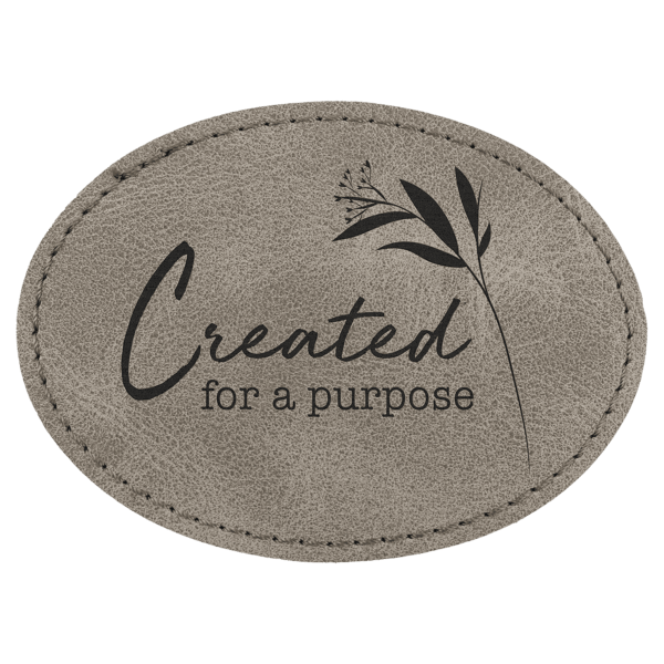 Oval Patch with Kota Pro Adhesive - Laserable Leatherette, Creekside Collection 3 1/2" x 2 1/2", Gray
