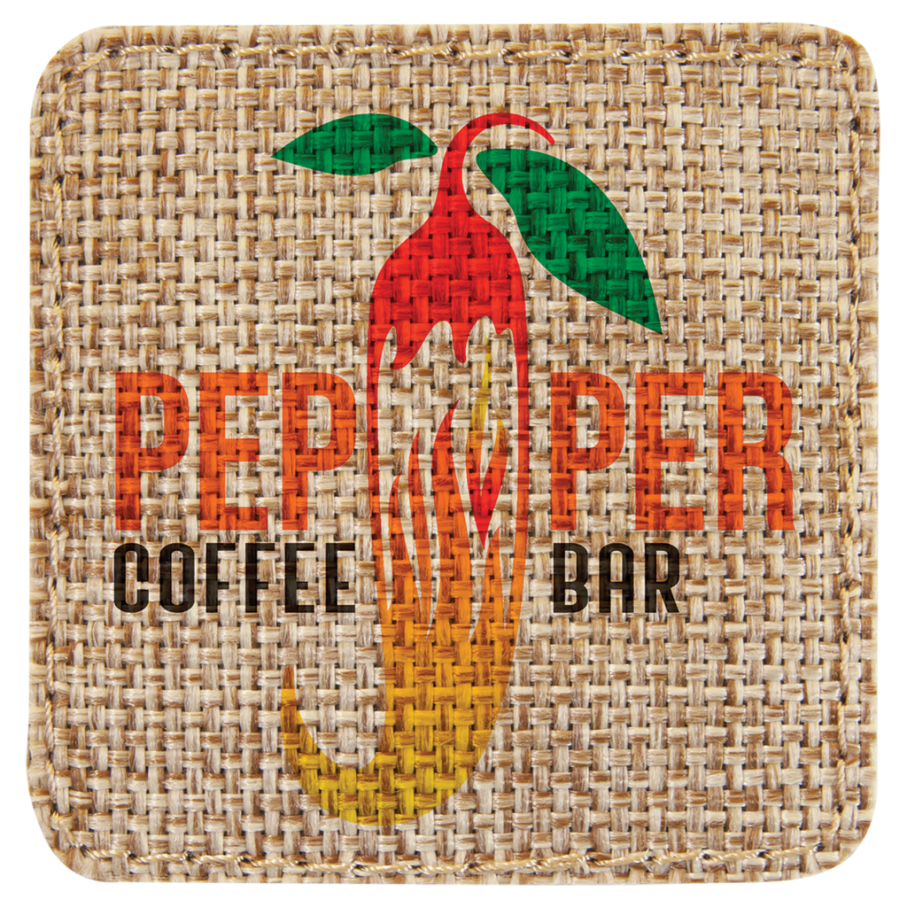 2 1/2" x 2 1/2" Burlap Square Sublimatable Patch with Adhesive