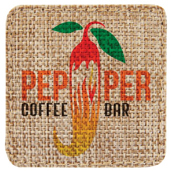 2 1/2" x 2 1/2" Burlap Square Sublimatable Patch with Adhesive