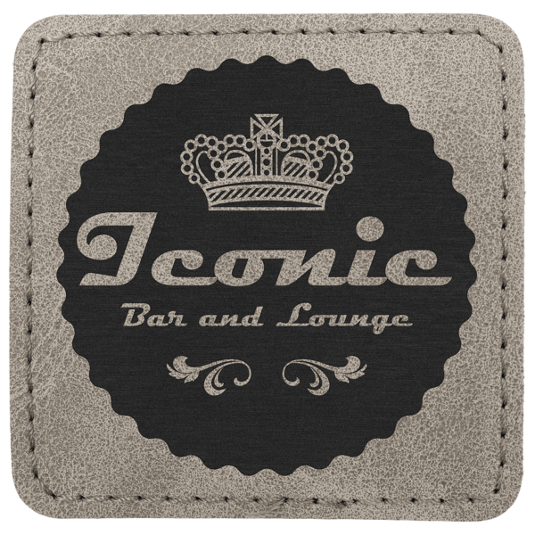 2 1/2" x 2 1/2" Gray Premier Laserable Leatherette Square Patch with Kota Pro Adhesive - Creekside Collection