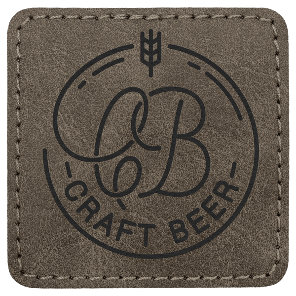 2 1/2" x 2 1/2" Dark Gray Premier Laserable Leatherette Square Patch with Kota Pro Adhesive - Creekside Collection