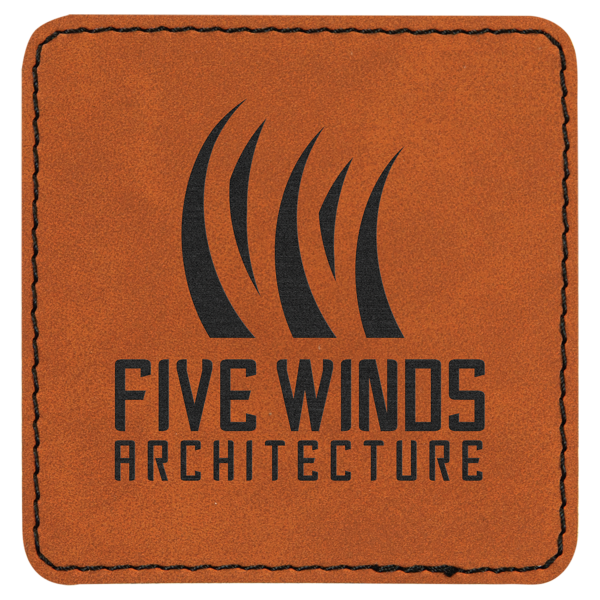 3" x 3" Square Rawhide Laserable Leatherette Patch with Adhesive