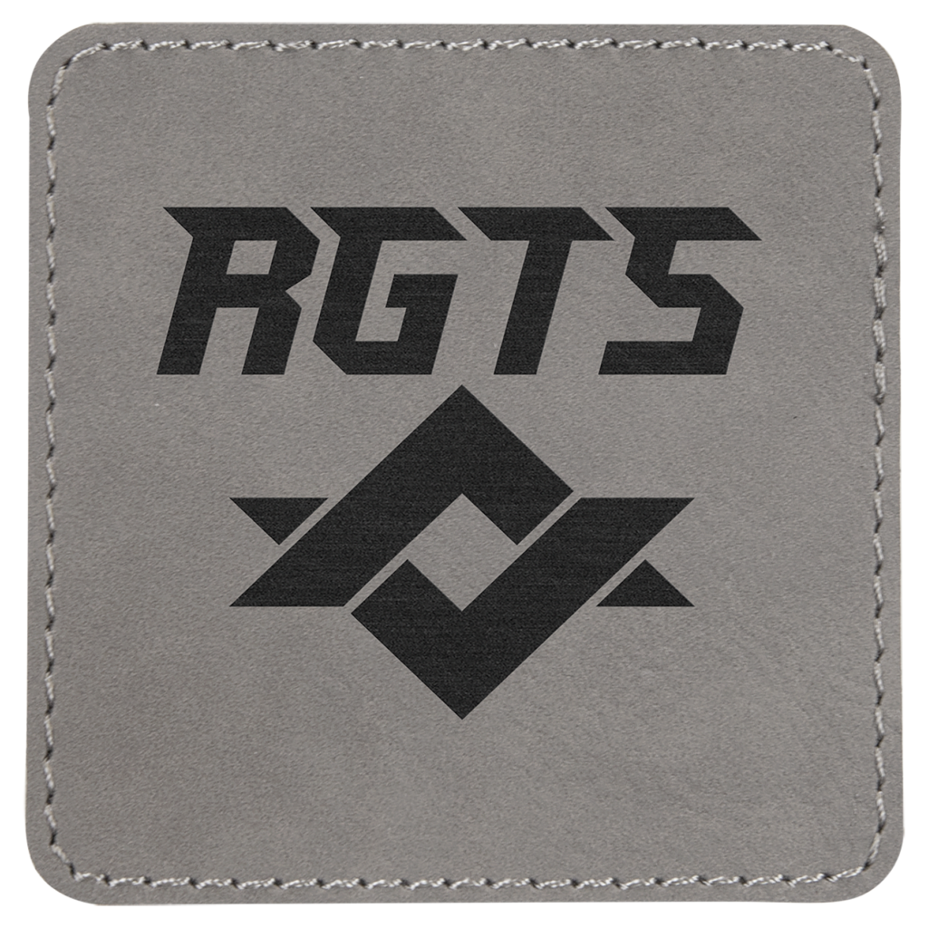 3" x 3" Square Gray Laserable Leatherette Patch with Adhesive