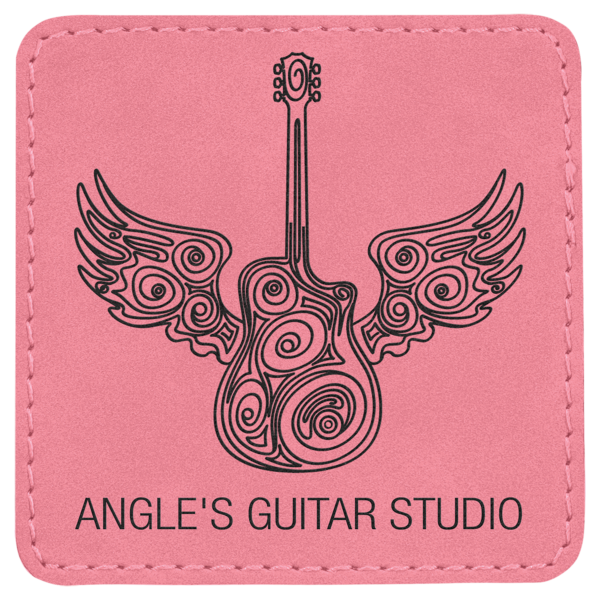 3" x 3" Square Pink Laserable Leatherette Patch with Adhesive