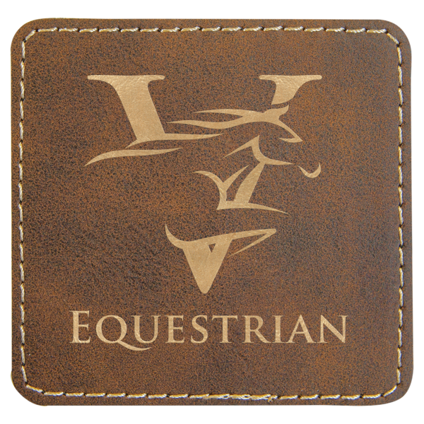 3" x 3" Square Rustic/Gold Laserable Leatherette Patch with Adhesive