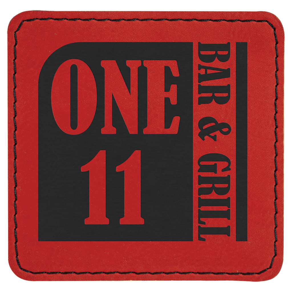 3" x 3" Square Red Laserable Leatherette Patch with Adhesive
