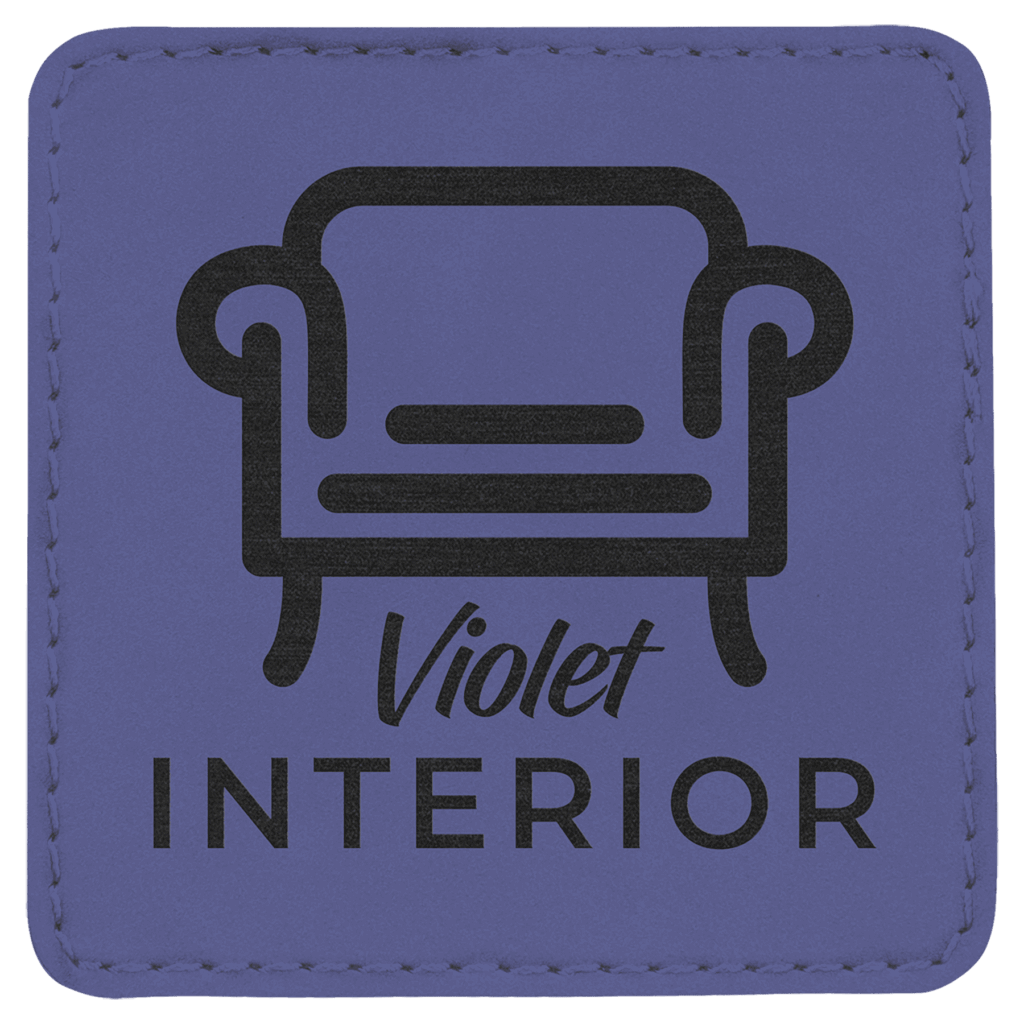 3" x 3" Square Purple Laserable Leatherette Patch with Adhesive