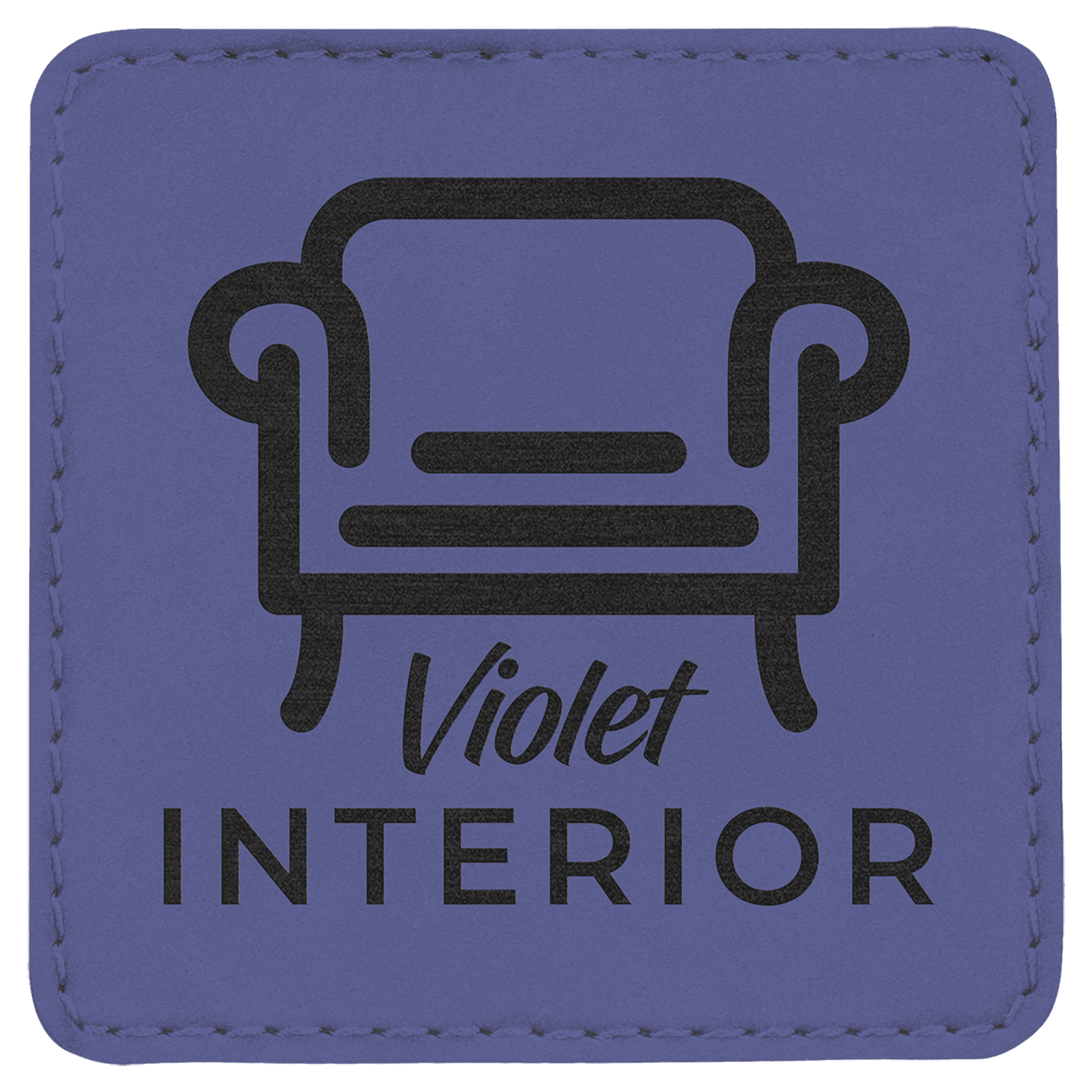3" x 3" Square Purple Laserable Leatherette Patch with Adhesive