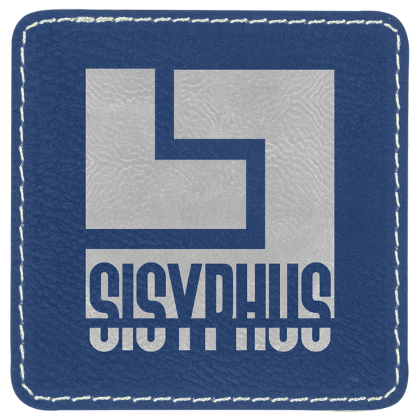 3" x 3" Blue/Silver Laserable Leatherette Square Patch with Kota Pro Adhesive