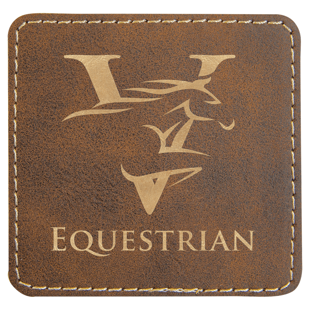 3" x 3" Rustic/Gold Laserable Leatherette Square Patch with Kota Pro Adhesive