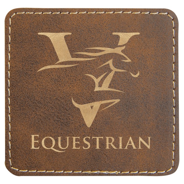 3" x 3" Rustic/Gold Laserable Leatherette Square Patch with Kota Pro Adhesive