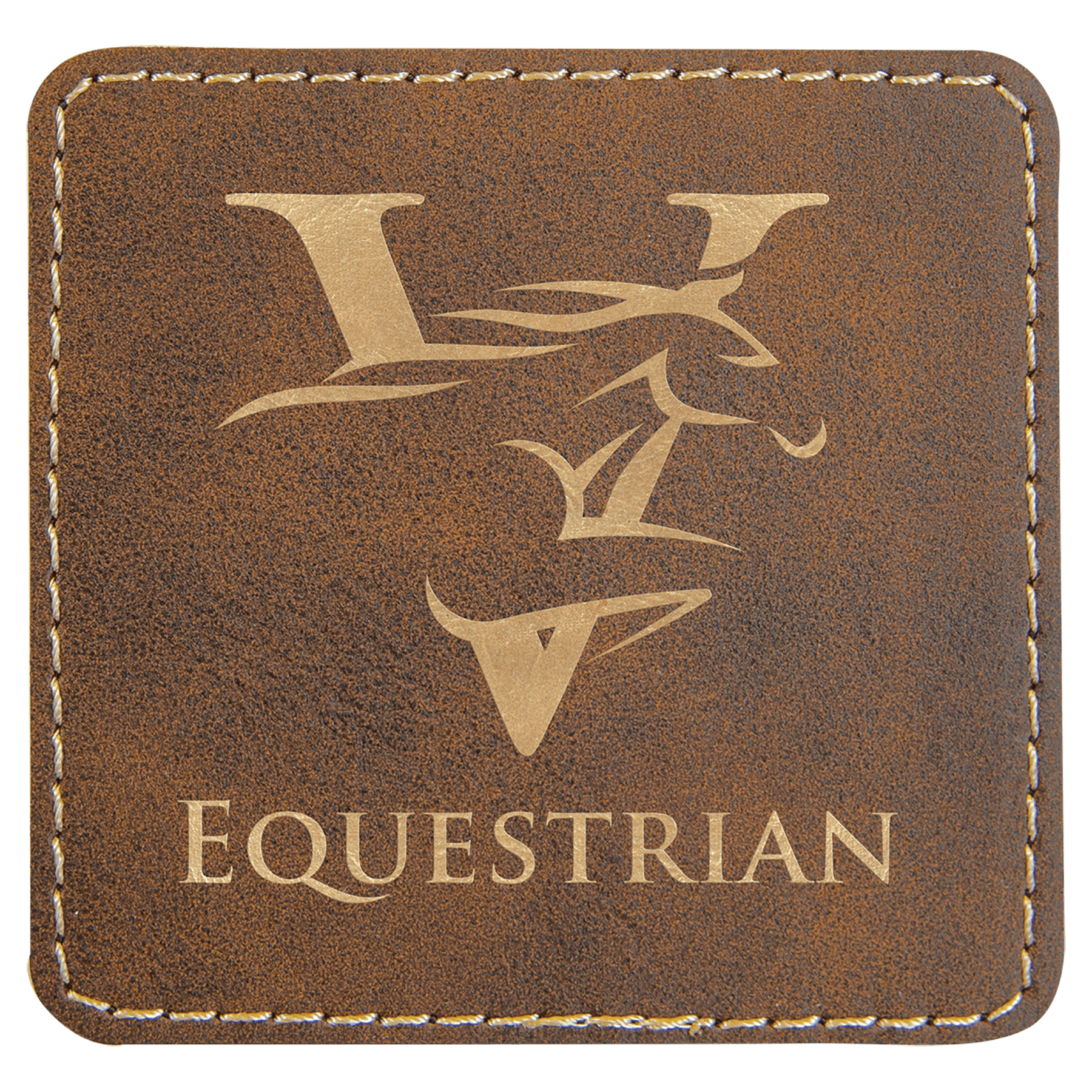 3" x 3" Rustic/Gold Laserable Leatherette Square Patch with Kota Pro Adhesive