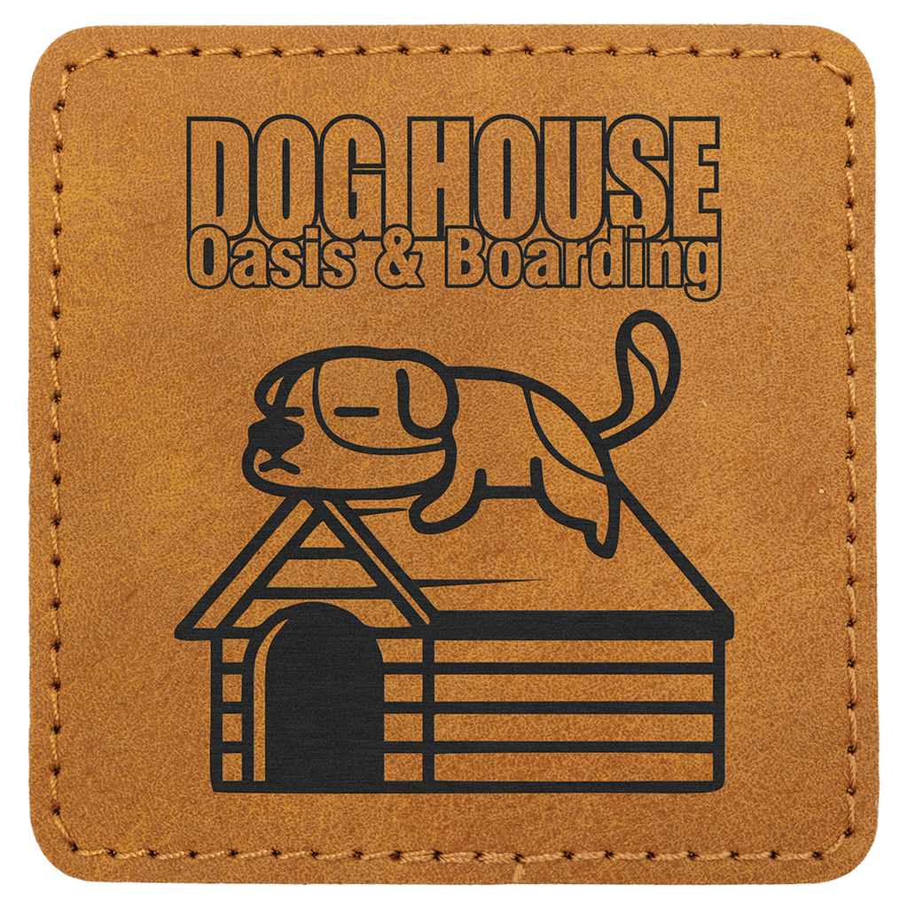 3" x 3" Light Brown Premier Laserable Leatherette Square Patch with Kota Pro Adhesive - Creekside Collection