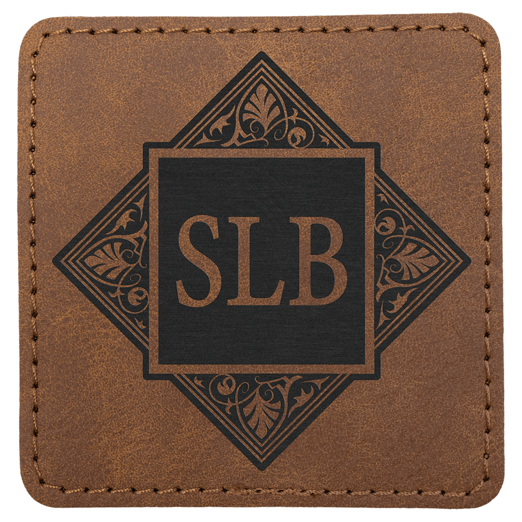 3" x 3" Dark Brown Premier Laserable Leatherette Square Patch with Kota Pro Adhesive - Creekside Collection