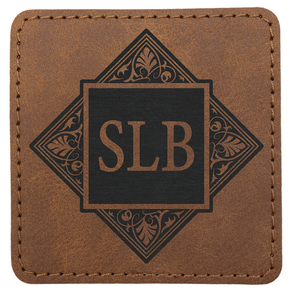3" x 3" Dark Brown Premier Laserable Leatherette Square Patch with Kota Pro Adhesive - Creekside Collection