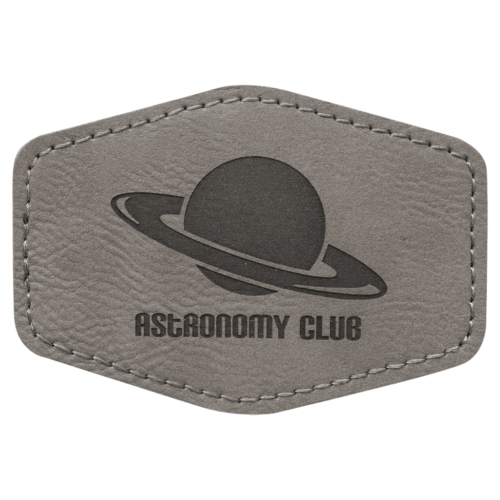 3 1/2" x 2 1/2" Gray Laserable Leatherette Hex Patch with Kota Pro Adhesive