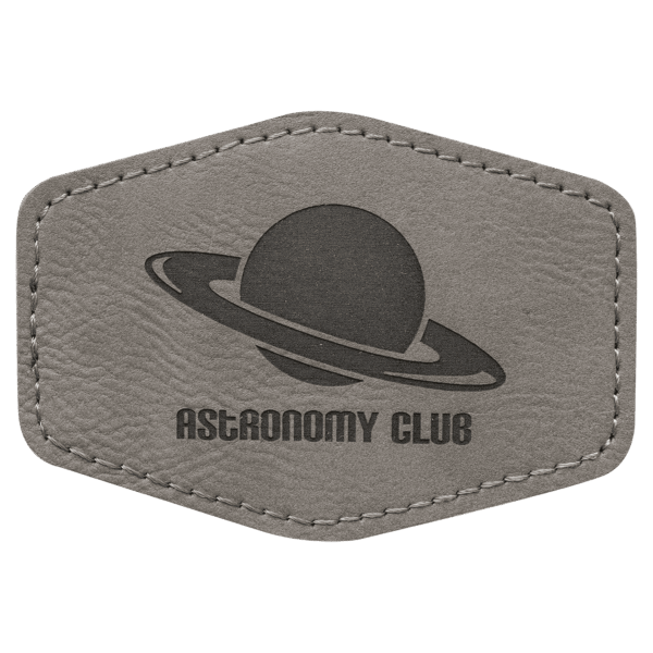3 1/2" x 2 1/2" Gray Laserable Leatherette Hex Patch with Kota Pro Adhesive