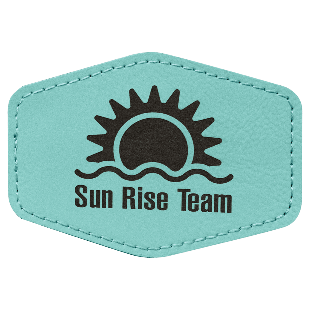 3 1/2" x 2 1/2" Teal Laserable Leatherette Hex Patch with Kota Pro Adhesive
