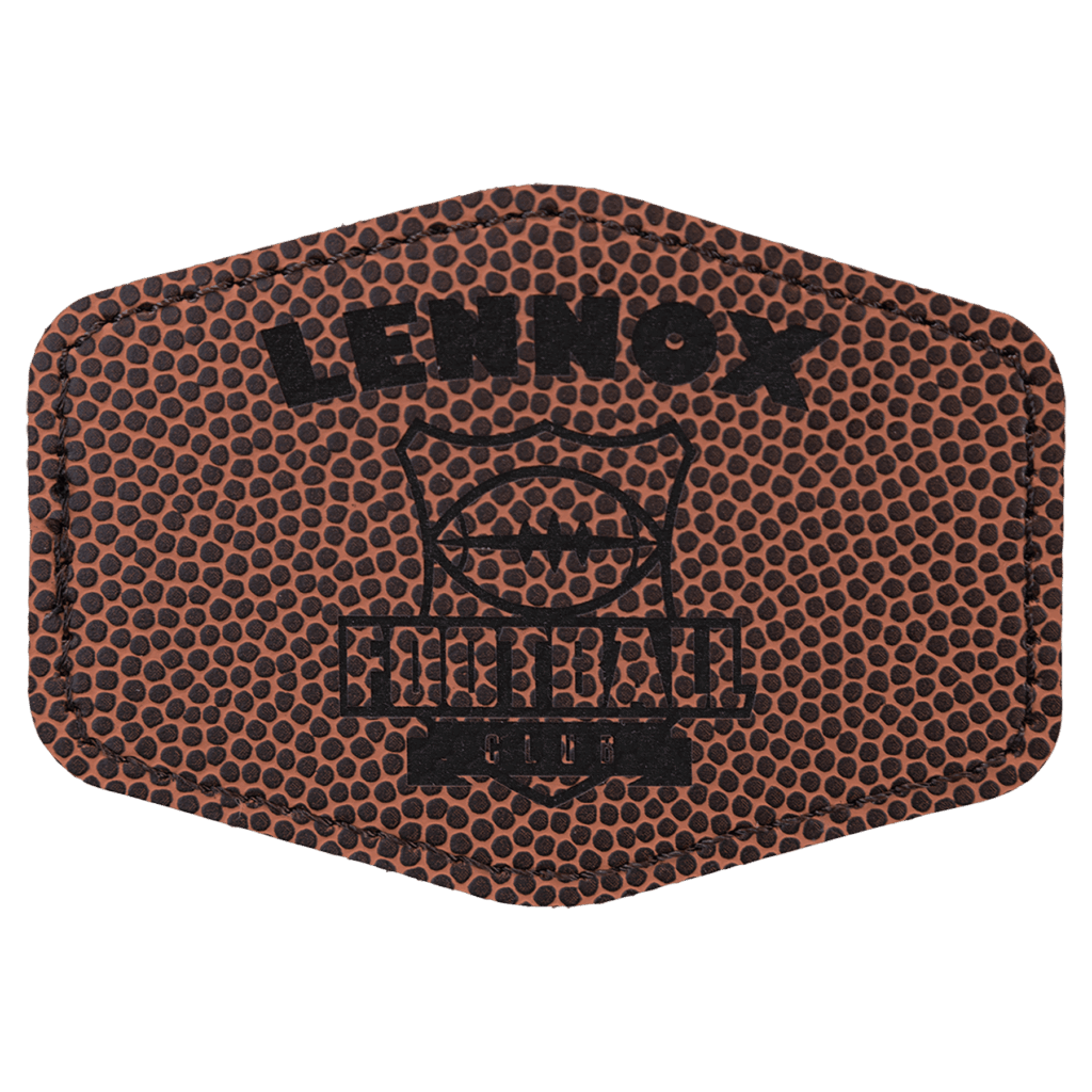 3 1/2" x 2 1/2" Football Laserable Leatherette Hex Patch with Kota Pro Adhesive