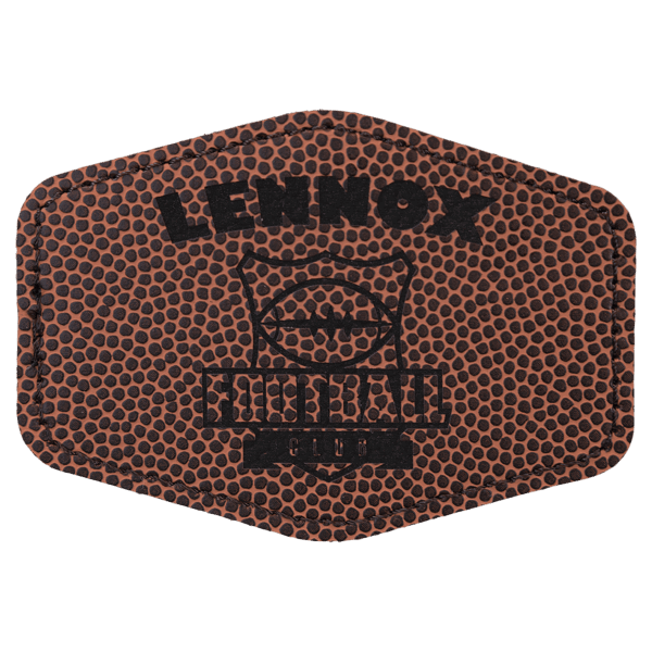 3 1/2" x 2 1/2" Football Laserable Leatherette Hex Patch with Kota Pro Adhesive