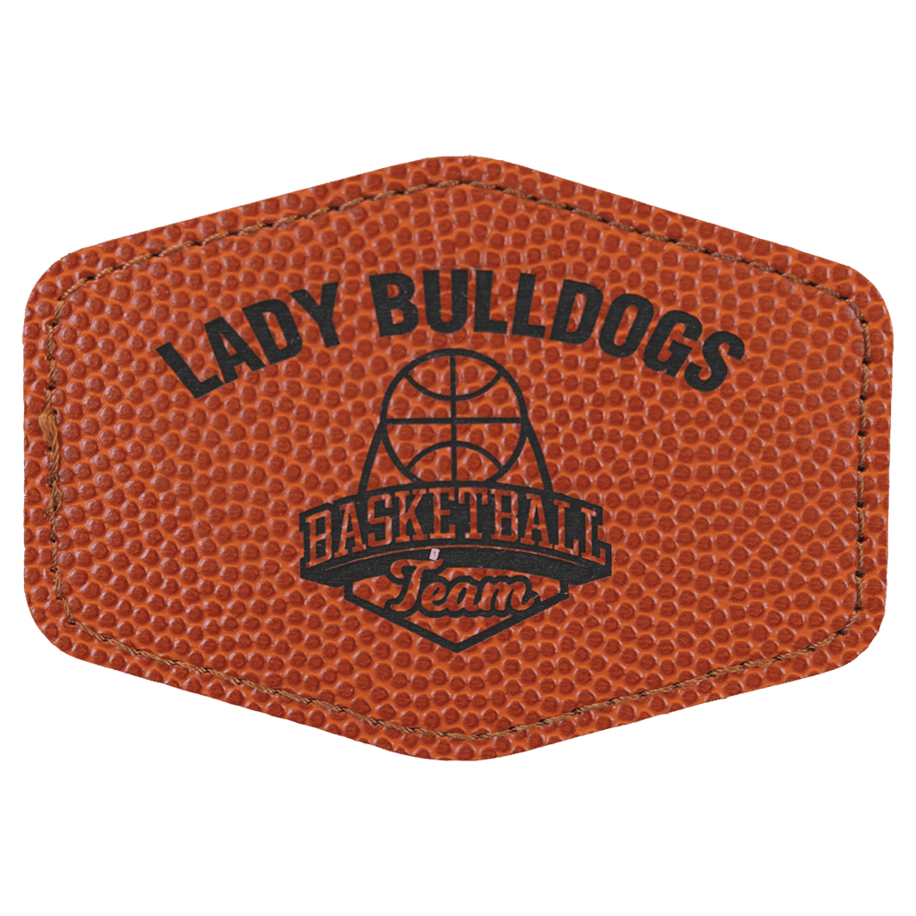 3 1/2" x 2 1/2" Basketball Laserable Leatherette Hex Patch with Kota Pro Adhesive