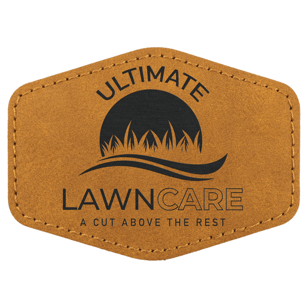 Hex Patch with Kota Pro Adhesive - Laserable Leatherette, Creekside Collection 3 1/2" x 2 1/2", Light Brown
