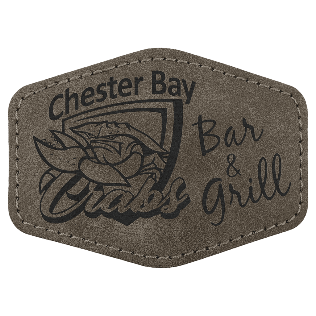 Hex Patch with Kota Pro Adhesive - Laserable Leatherette, Creekside Collection 3 1/2" x 2 1/2", Dark Gray