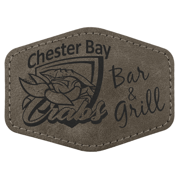 Hex Patch with Kota Pro Adhesive - Laserable Leatherette, Creekside Collection 3 1/2" x 2 1/2", Dark Gray