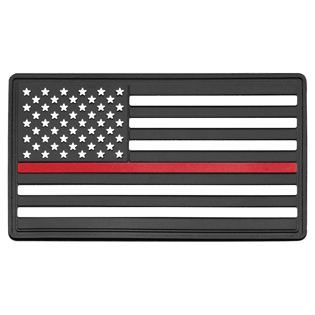 1 3/4" x 3 1/4" Red Line American Flag PVC Patch representing support for firefighters - Kota Pro Adhesive included