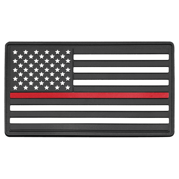 1 3/4" x 3 1/4" Red Line American Flag PVC Patch representing support for firefighters - Kota Pro Adhesive included