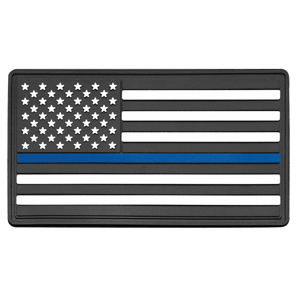 1 3/4" x 3 1/4" Blue Line American Flag PVC Patch representing support for law enforcement - Kota Pro Adhesive included