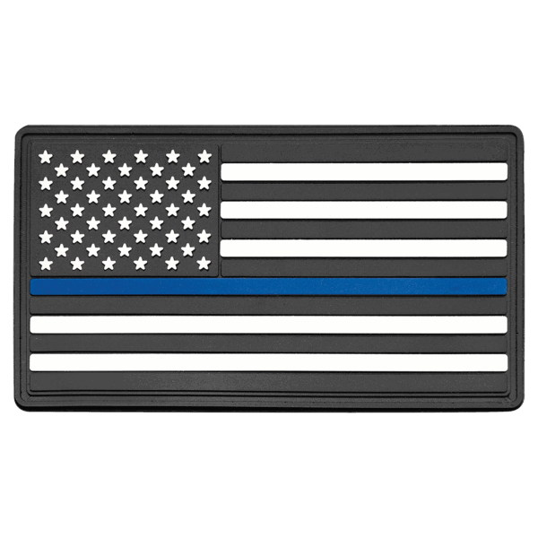 1 3/4" x 3 1/4" Blue Line American Flag PVC Patch representing support for law enforcement - Kota Pro Adhesive included
