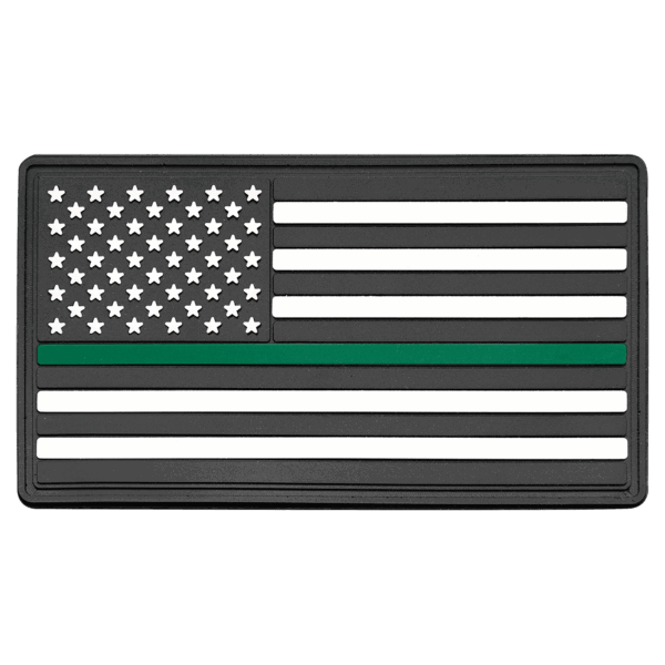 1 3/4" x 3 1/4" Green Line American Flag PVC Patch representing support for the military - Kota Pro Adhesive included